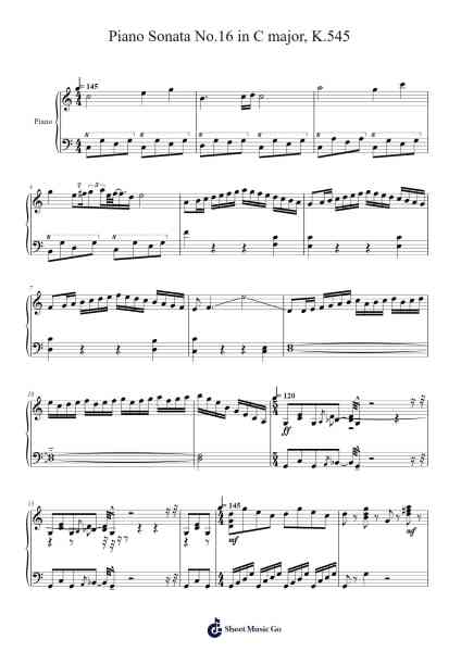 Piano Sonata No.16 in C major, K.545 Notenblatt von Wolfgang Amadeus Mozart-Arr.Chloepole