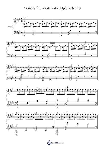 Grandes Études de Salon Op. 756 No. 10 Sheet Music by Carl Czerny-Arr.Hearstjean