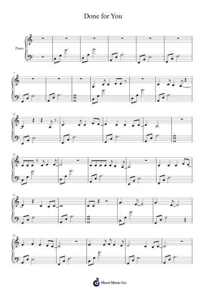Done for You Sheet Music by Black Veil Brides-Arr.Kylenus Minruth