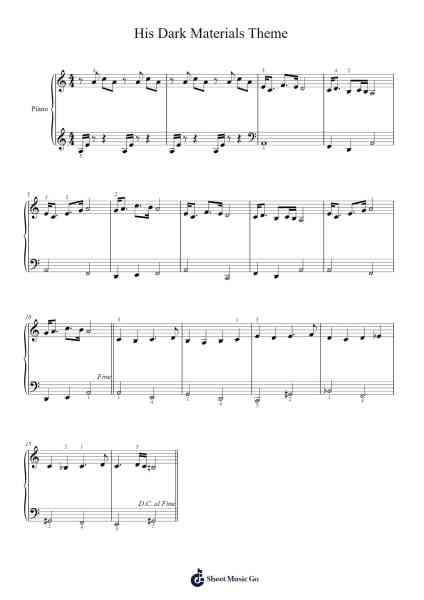 His Dark Materials Theme Sheet Music by Lorne Balfe-Arr.Websjean Hodgdre