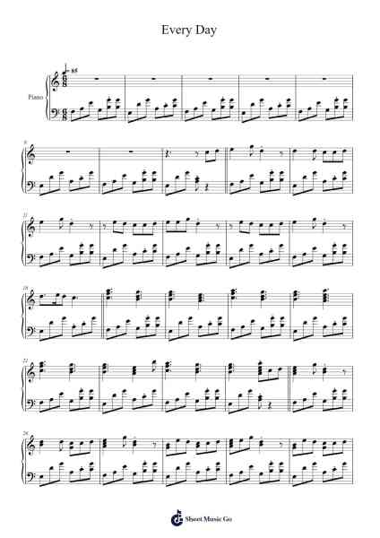 Every Day Sheet Music by Haruka Nakamura-Arr.Carlphrey