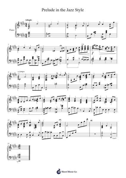 Prelude in the Jazz Style Sheet Music by Kyleo1-Arr.Backpert Poexon