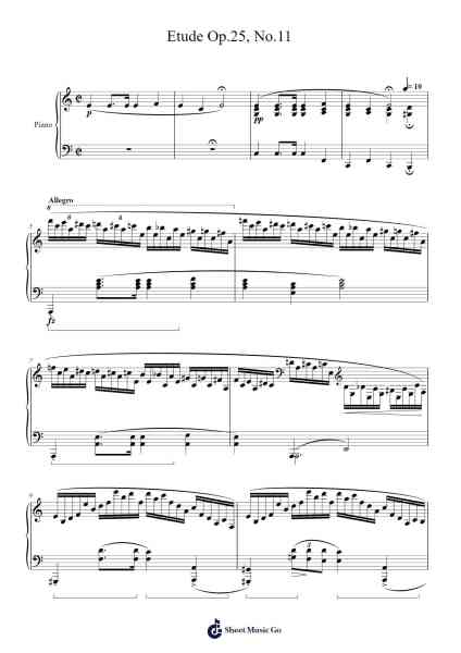 Etude Op.25, No.11 Sheet Music by F. Chopin-Arr.Westier Haylay