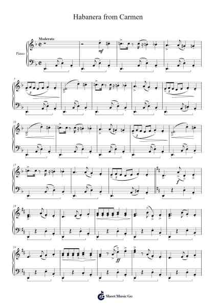 Habanera from Carmen Sheet Music by Georges Bizet-Arr.Charalph