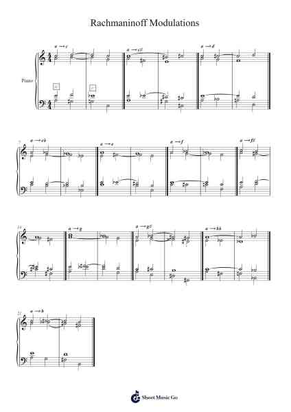 Modulations analogous to Rachmaninoff's Sheet Music by Hoodlyle Joyyoung-Arr.Croftslon Maugnings