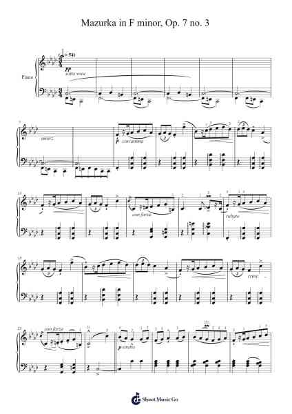 Mazurka in F Minor, Op. 7, No. 3 Sheet Music by Frédéric Chopin-Arr.Betrae Rooqe