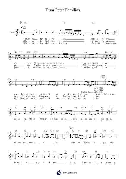 Dum Pater Familias Sheet Music by Codex Calixtinus-Arr.Francesphrey Faholmes