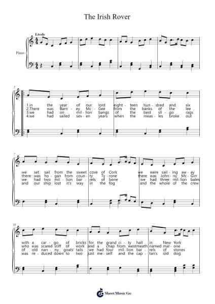 The Irish Rover Sheet Music by Traditional-Arr.Yulejah