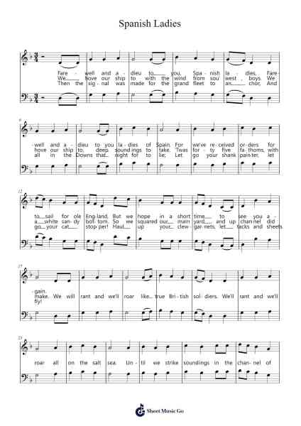Spanish Ladies Sheet Music by Misc Traditional-Arr.Priestsey