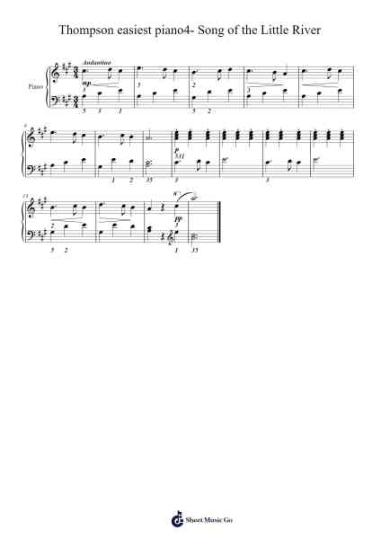 Thompson easiest piano4- Song of the Little River 樂譜由 John Thompson - 編曲 Vanlett Hudrey