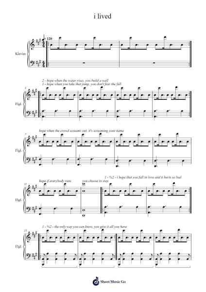 i lived Sheet Music by OneRepublic-Arr.Virgreg