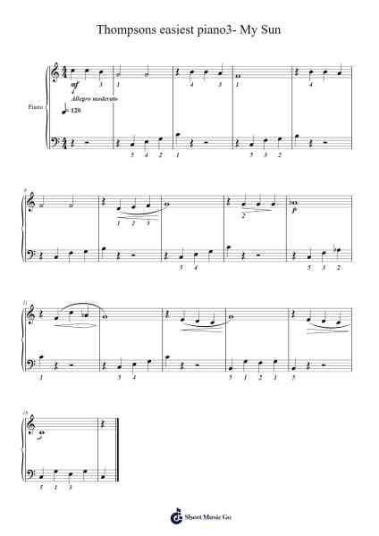 Thompsons easiest piano3- My Sun Sheet Music by John Thompson-Arr.Leostone Swinclaude