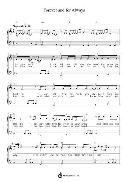 Forever and for Always Sheet Music by Shania Twain-Arr.Macre Accer