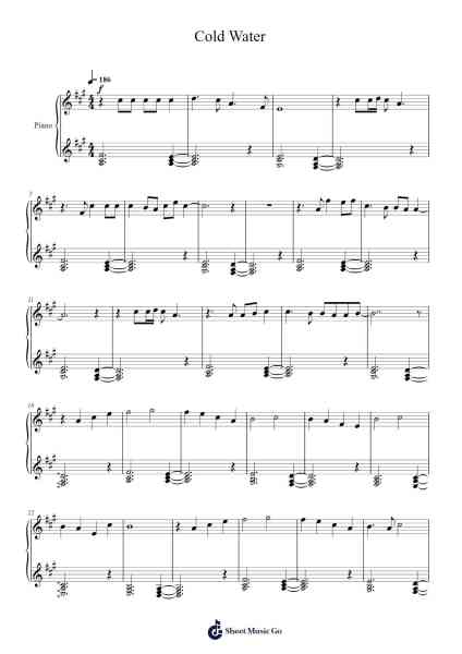 Cold Water Sheet Music by Major Lazer-Arr.Boyleva Efglan