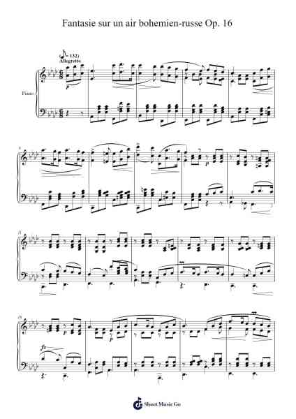 Fantasie sur un air bohemien-russe Op. 16 Sheet Music by Adolf von Henselt-Arr.Vioo'neil