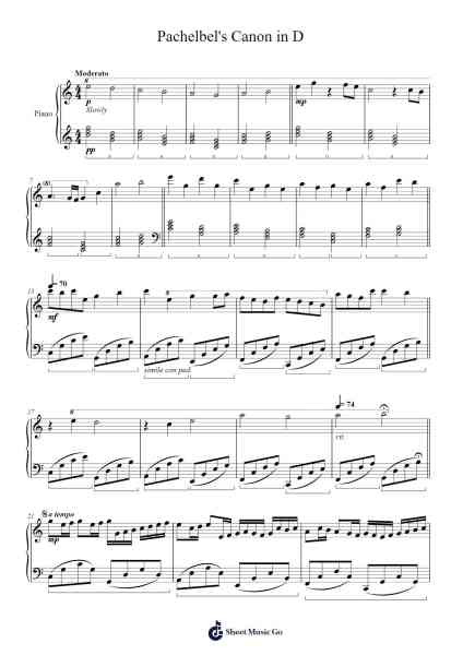 Canon in D Major 樂譜由 Johann Pachelbel - 編曲 Gembur
