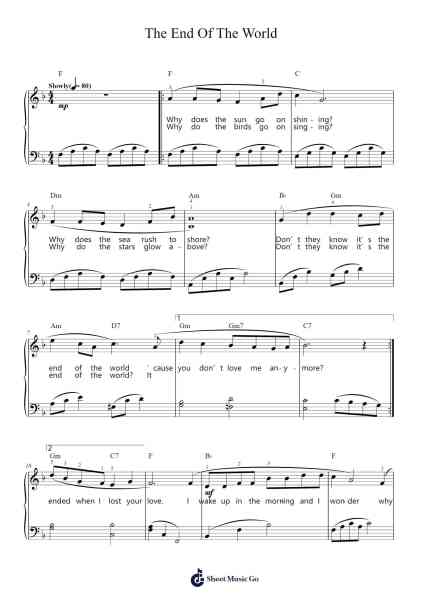 The End Of The World Sheet Music by Skeeter Davis-Arr.Toutfey