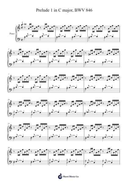 Prelude in C Major, BWV 846 Sheet Music by Johann Sebastian Bach-Arr.Bushple