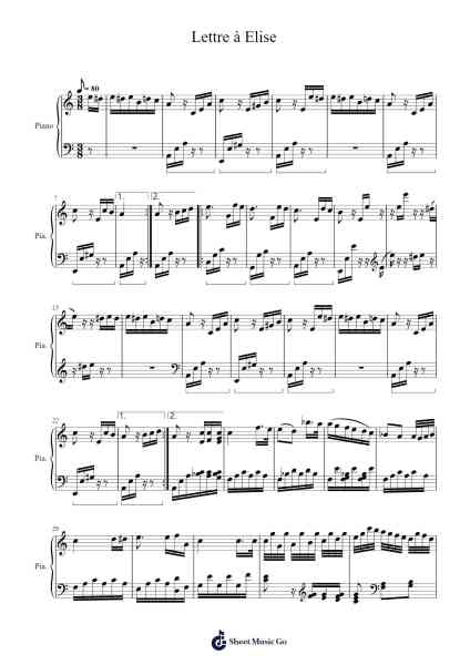 Lettre à Elise Sheet Music by Ludwig van Beethoven-Arr.Ogfey