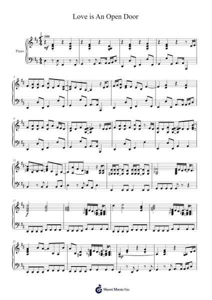 Love is An Open Door Musica per pianoforte di No.D - Arr.Wildjack