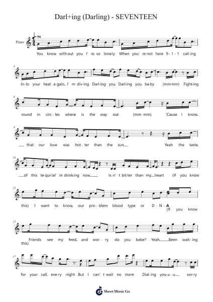 Darl+ing (Darling) - SEVENTEEN Sheet Music by SEVENTEEN-Arr.Yuledon