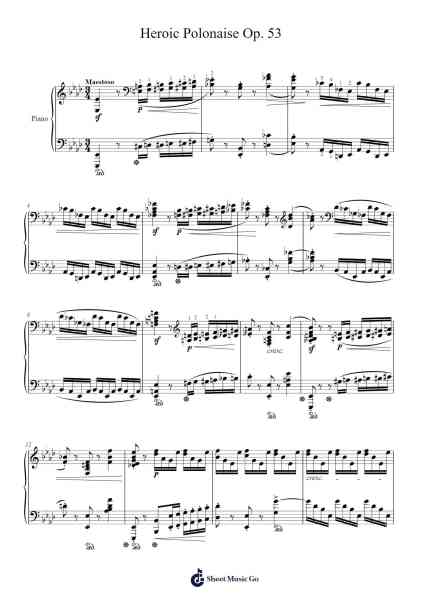 Polonaise in A-flat Major, Op. 53 "Heroic" Sheet Music by Frédéric Chopin-Arr.Pumens Faulkgrant