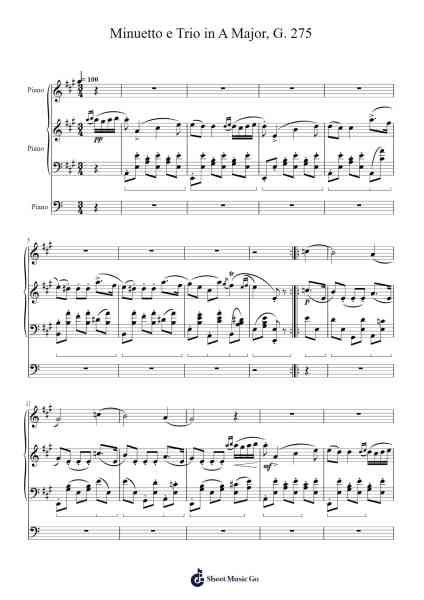 Minuetto e Trio in A Major, G. 275; Op. 11 No. 5 Sheet Music by Luigi Boccherini-Arr.Debhum Browntor