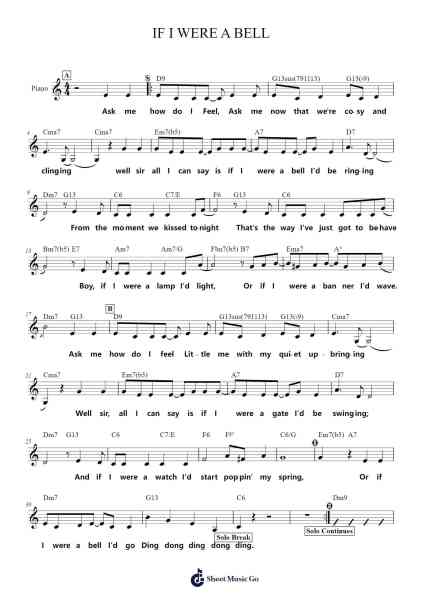 IF I WERE A BELL Sheet Music by Frank Loesser-Arr.Kentfred