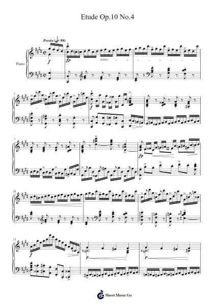 Etude in C-sharp Minor, Op. 10, No. 4 Sheet Music by Frédéric Chopin-Arr.Giswolf
