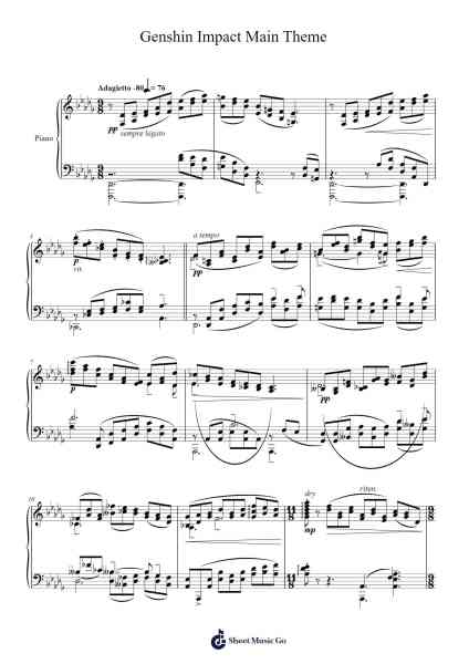 a paraphrase on the genshin impact main theme Sheet Music by Brutta Scriplee-Arr.Shedave Dwightrene