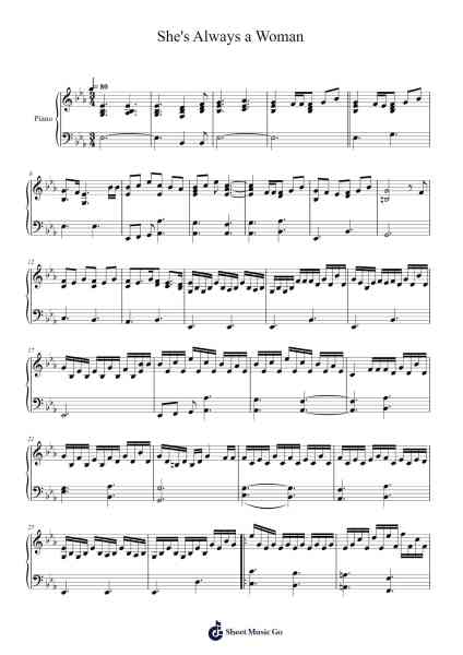 She's Always a Woman Sheet Music by undefined-Arr.Sonxe