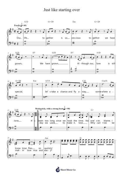 Just like starting over Sheet Music by John Lennon-Arr.Franling Godrwood
