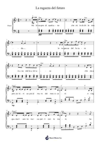La ragazza del futuro Sheet Music by -Arr.Oslew Broadchell