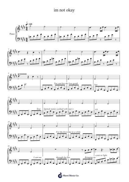 im not okay Sheet Music by JVKE-Arr.Quintle