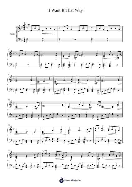 I Want It That Way Sheet Music by Backstreet Boys-Arr.Haletra Kimstone