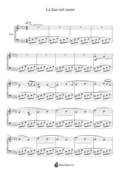 La luce nel cuore Sheet Music by Bruno Bavota-Arr.Haycah Touthale