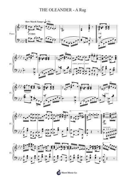 THE OLEANDER - A Rag Sheet Music by Luca Allegranzo-Arr.Sumia