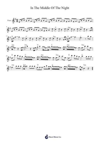 In The Middle Of The Night Sheet Music by Elley Duhé-Arr.Francestiane