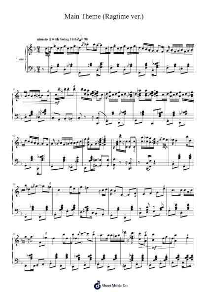 Main Theme (Ragtime ver.) - Paper Mario: Color Splash Sheet Music by Takeru Kanazaki, Shigemitsu Goto, Fumihiro Isobe-Arr.Spenvice