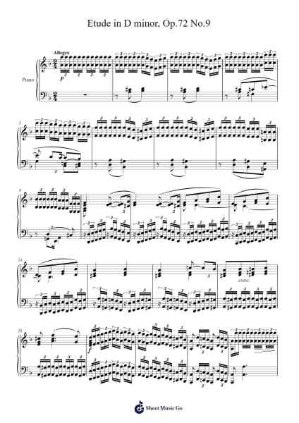 Etude in D Minor, Op. 72, No. 9 Sheet Music by Moritz Moszkowski-Arr.Pullzie Willmiles