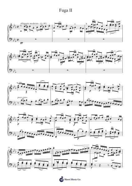 Fuga II. Sheet Music by Johann Sebastian Bach-Arr.Kawar Rusfrank