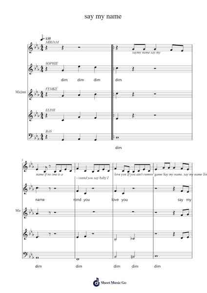 say my name Sheet Music by Destiny's Child-Arr.Brandwight Gillget