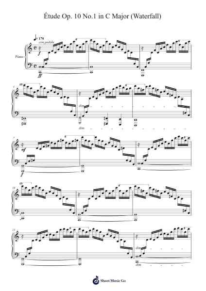 Étude Op. 10 No. 1 in C Major "Waterfall" Sheet Music by Frédéric Chopin-Arr.Morecius Wake