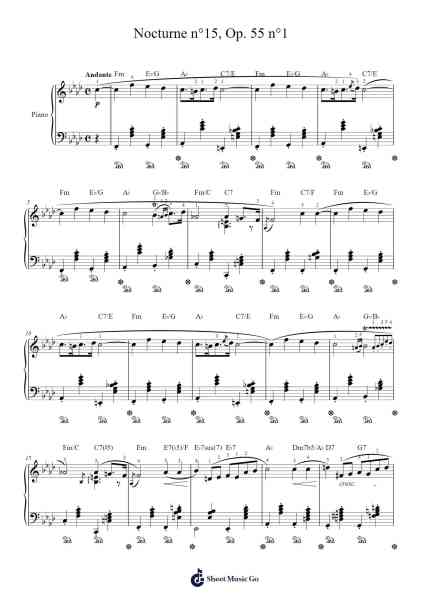 Nocturne No. 15 in F Minor, Op. 55, No. 1 Sheet Music by Frédéric Chopin-Arr.Ausdam Pukin