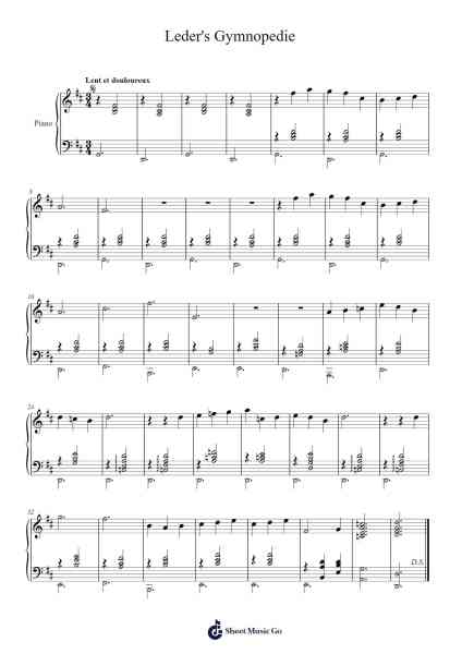 Leder's Gymnopedie Sheet Music by Erik Satie/Shogo Sakai-Arr.Quintle