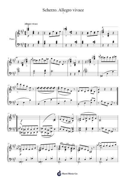 Piano Sonata in A Major, D. 959: III. Scherzo. Allegro Vivace Sheet Music by Franz Schubert-Arr.Kentfred