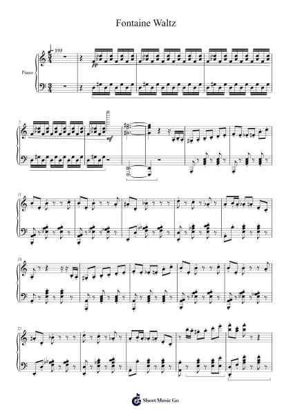 Fontaine Waltz Sheet Music by HOYO-MiX-Arr.Maudfox Mikejames