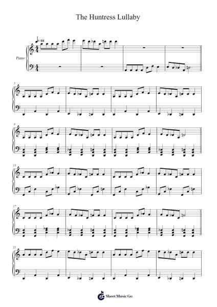 The Huntress Lullaby Sheet Music by Misc Computer Games-Arr.Theopys
