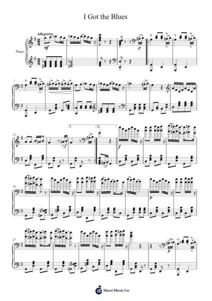 I Got the Blues Sheet Music by A. Maggio-Arr.Sumia