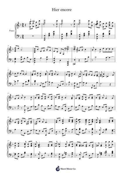 Hier encore Sheet Music by Charles Aznavour-Arr.Glenngo Ianleign